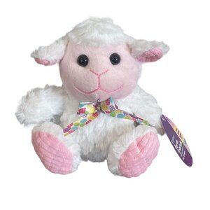 Homerbest 6" Lamb w/ egg Bow Plush Stuffed Animal Sheep black Eyes Easter Spring